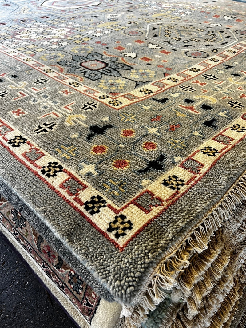 Liv Ullmann 9x12.3 Grey Mix Hand-Knotted Mamluk Rug | Banana Manor Rug Company