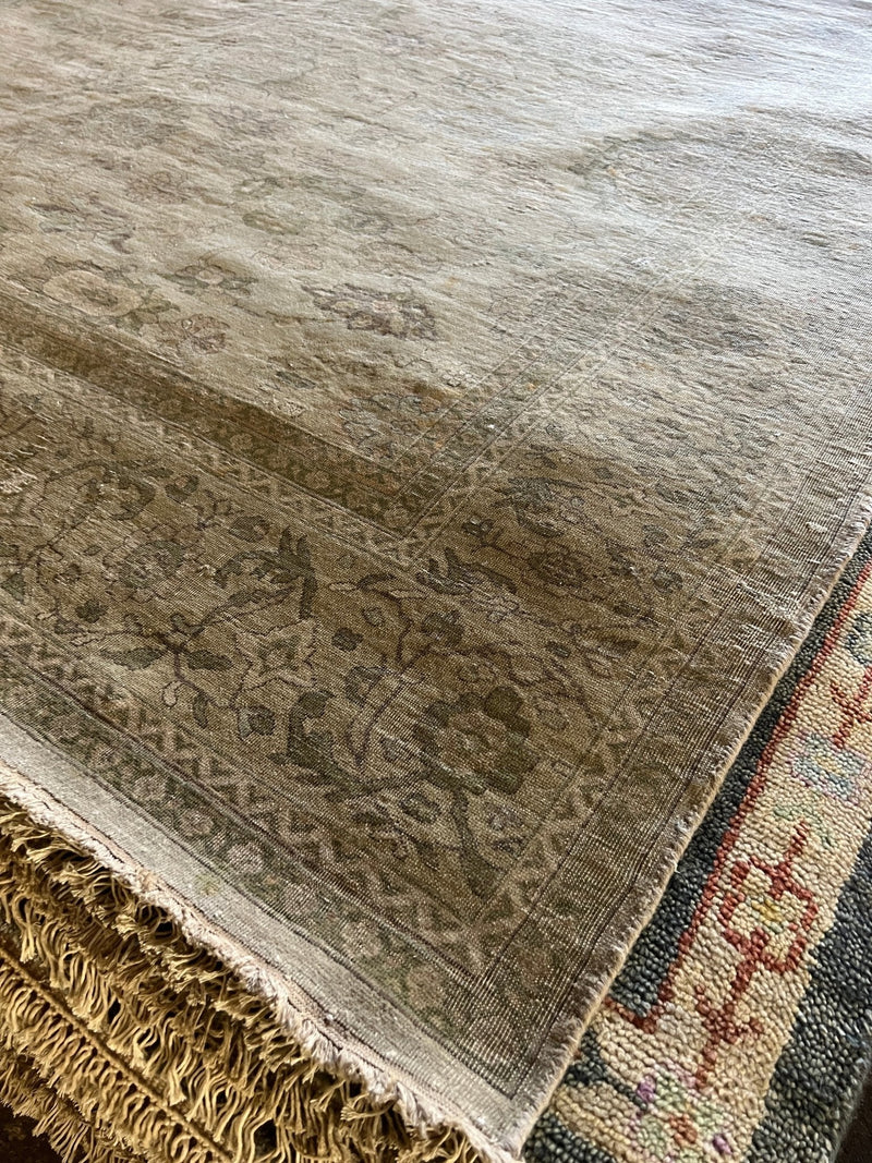 Lizzie Bennett 8x9.3 Ivory Hand-Knotted Oushak Rug | Banana Manor Rug Company