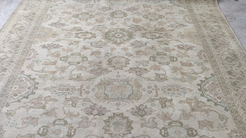 Lizzie Bennett 8x9.3 Ivory Hand-Knotted Oushak Rug | Banana Manor Rug Company