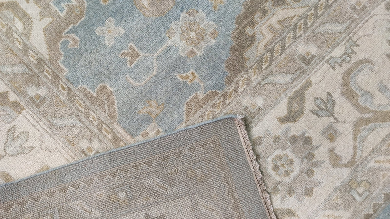 Lola 9.3x11.9 Aqua Blue Hand-Knotted Oushak Rug | Banana Manor Rug Company