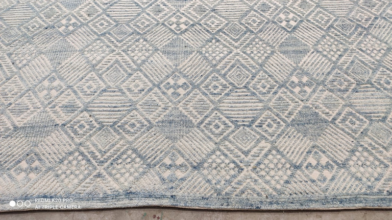 Long Duk Dong AKA The Donger 8x10 Light Blue and Ivory High Low Hand-knotted Rug | Banana Manor Rug Company