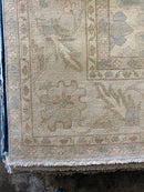 Lorelei 9x11.9 Aqua, Blue, and Ivory Hand-Knotted Oushak Rug | Banana Manor Rug Company