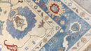 Lorena 8x10 Cream and Blue Hand-Knotted Oushak Rug | Banana Manor Rug Company