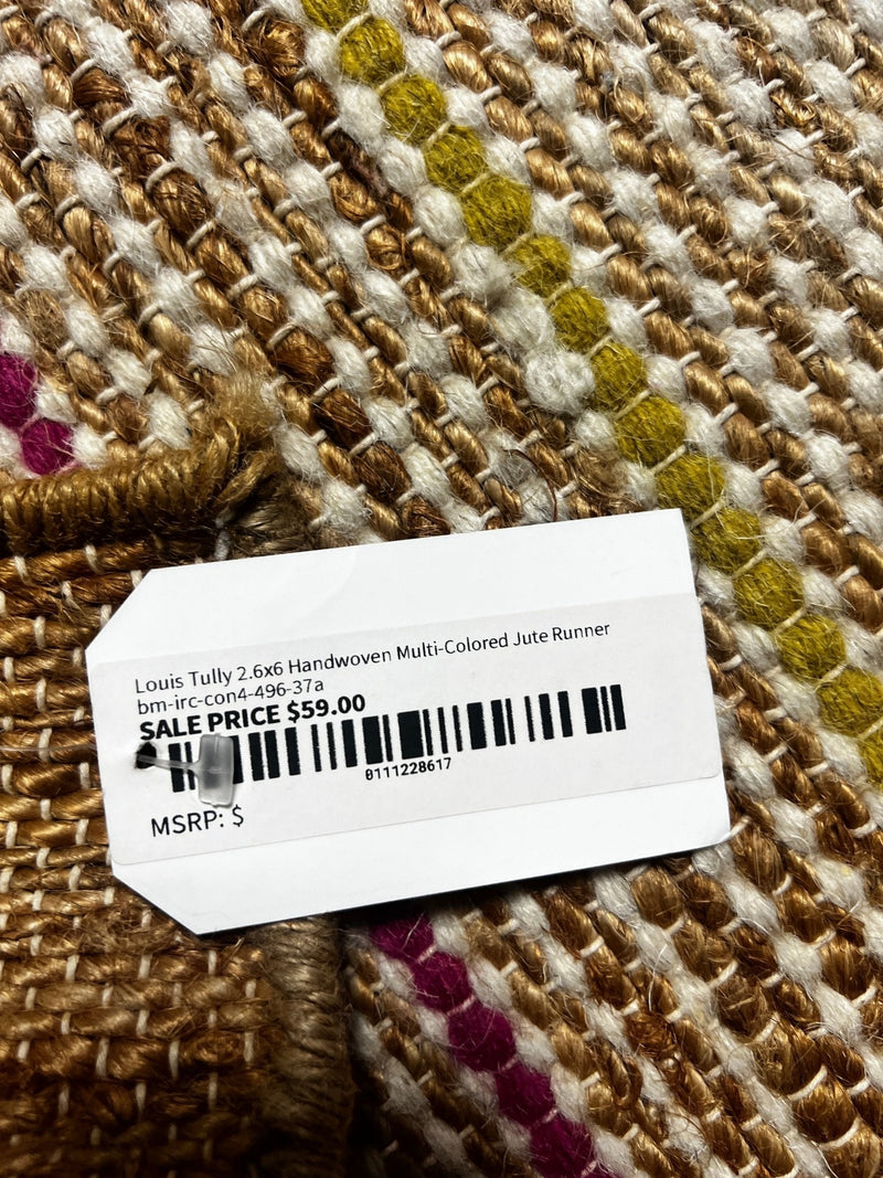 Louis Tully 2.6x6 Handwoven Multi-Colored Jute & Wool Runner | Banana Manor Rug Factory Outlet