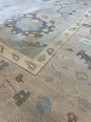 Lovelyn 12x15 Aqua Blue Hand-Knotted Oushak Rug | Banana Manor Rug Company