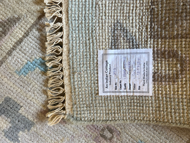 Lovelyn 12x15 Aqua Blue Hand-Knotted Oushak Rug | Banana Manor Rug Company
