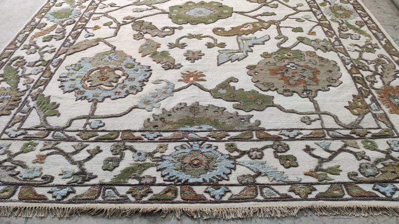 Lovers Key 8.3x10 Ivory and Multi-Colored High-Low Kashan Rug | Banana Manor Rug Company