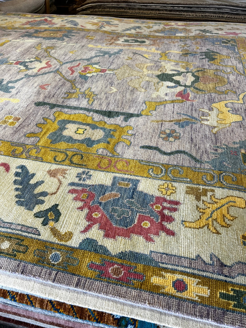 Loyola 9x12 Violet and Ivory Hand-Knotted Oushak Rug | Banana Manor Rug Factory Outlet