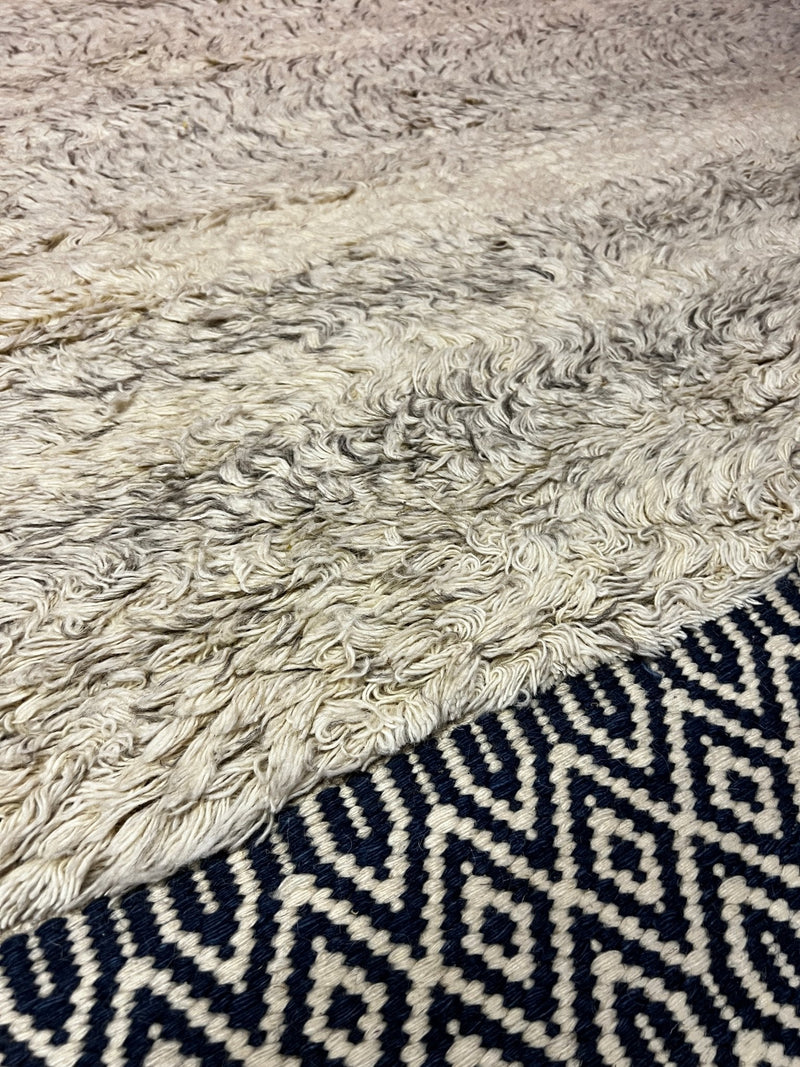 Lucile Featherbottom 4x6 Blue and Beige Handwoven Rug | Banana Manor Rug Company