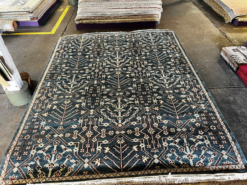 Lucinda 8x10 Dark Green Hand-Knotted Oushak Rug | Banana Manor Rug Company