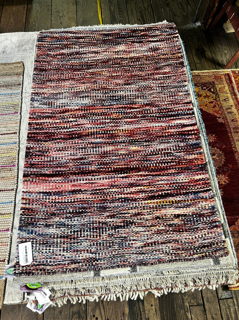 Lucky Day 3x5 Handwoven Red Durrie Rug | Banana Manor Rug Factory Outlet