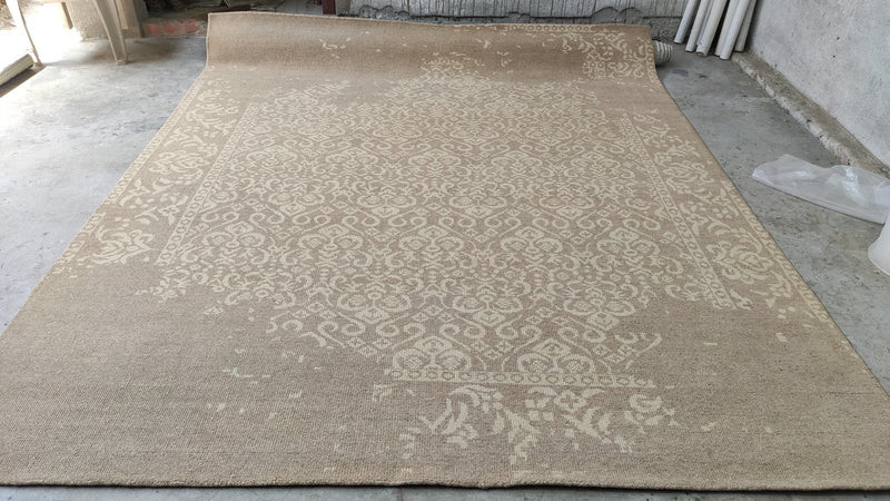 Lucy Bennet 8x10 Brown and Tan Hand-Knotted Modern Rug | Banana Manor Rug Company