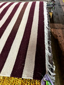 Luma 4x6 Handwoven Purple and Tan Striped Durrie Rug | Banana Manor Rug Factory Outlet