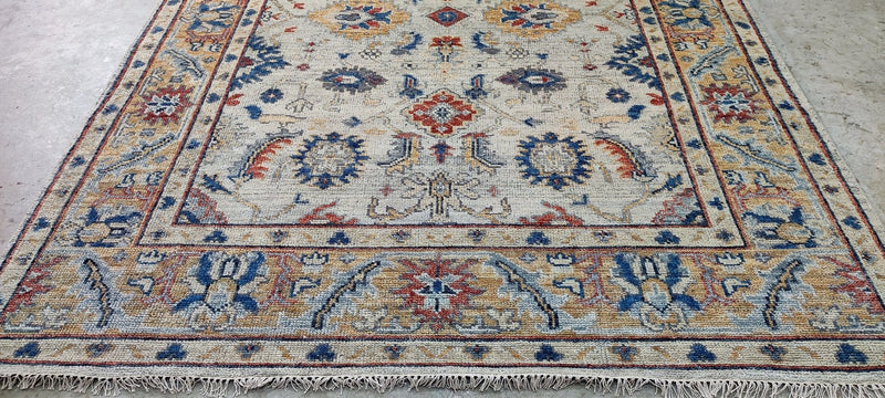 Lynda Murray Grey and Tan Hand-Knotted Oushak Rug 8x10 | Banana Manor Rug Company