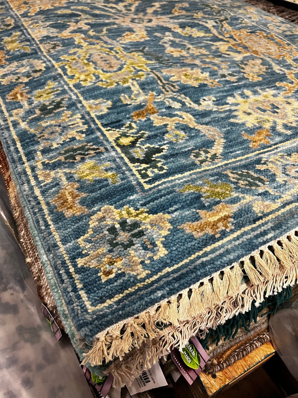 Lyne Renée 3.3x5.3 Light Blue Hand-Knotted Oushak Rug | Banana Manor Rug Company