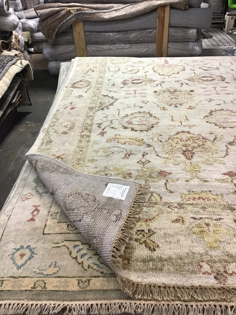 Mackenzie 6x9 Beige and Tan Hand-Knotted Oushak Rug | Banana Manor Rug Company