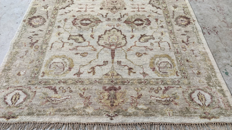 Mackenzie 6x9 Beige and Tan Hand-Knotted Oushak Rug | Banana Manor Rug Company