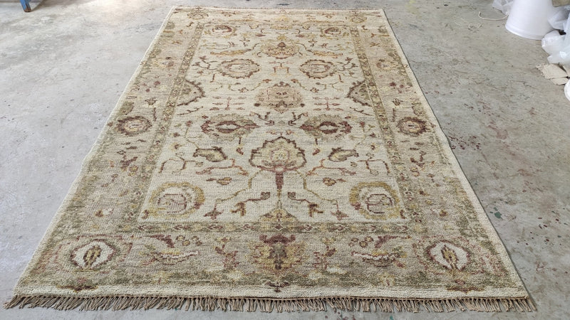 Mackenzie 6x9 Beige and Tan Hand-Knotted Oushak Rug | Banana Manor Rug Company