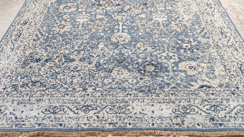 Maddison 8x10.3 Aqua Blue Hand-Knotted Oushak Rug | Banana Manor Rug Company