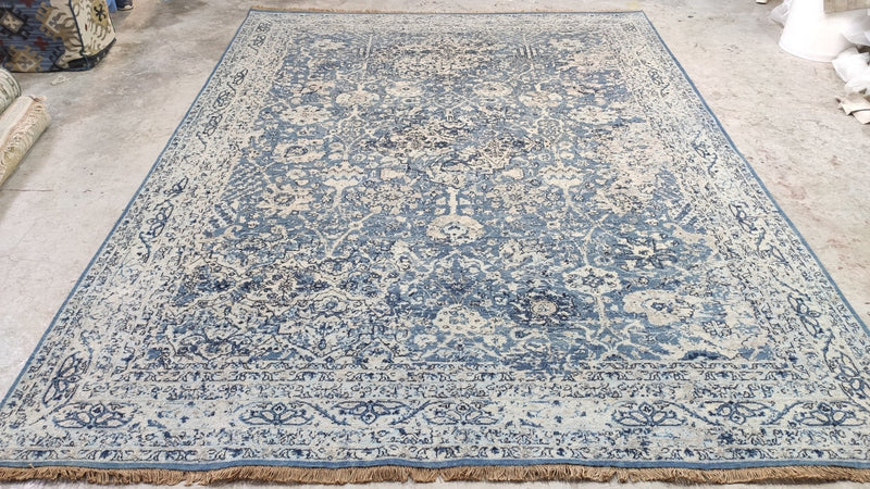 Maddison 8x10.3 Aqua Blue Hand-Knotted Oushak Rug | Banana Manor Rug Company