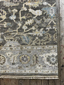 "Madelief" Dark Grey and Light Blue Hand-Knotted Oushak Sample 8x10 | Banana Manor Rug Company