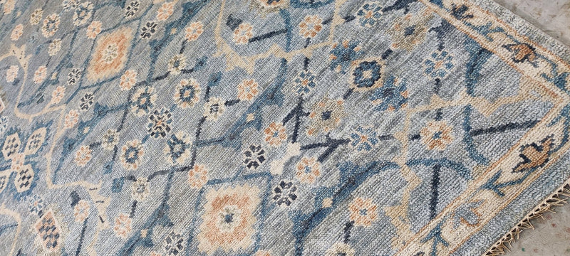 Madeline Stuart Blue and Grey Hand-Knotted Oushak Rug 10x14 | Banana Manor Rug Company