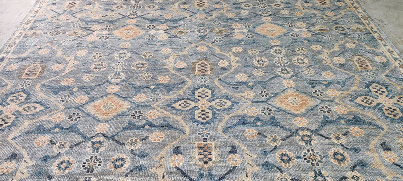 Madeline Stuart Blue and Grey Hand-Knotted Oushak Rug 10x14 | Banana Manor Rug Company