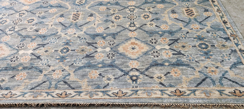 Madeline Stuart Blue and Grey Hand-Knotted Oushak Rug 10x14 | Banana Manor Rug Company