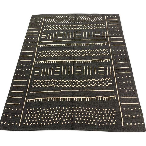 Mali Black & Tan Handwoven 7.6x9.3 Rug | Banana Manor Rug Company