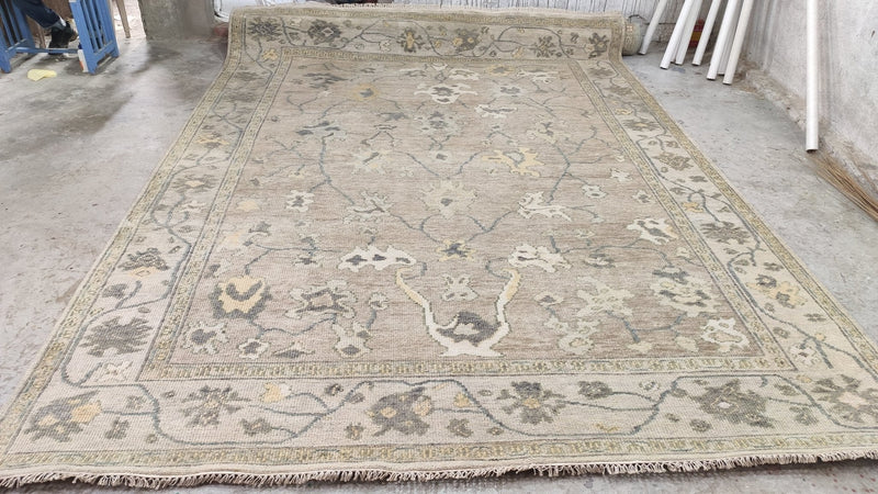 Mallory 8.9x12 Hand-Knotted Light Brown Oushak Rug | Banana Manor Rug Company