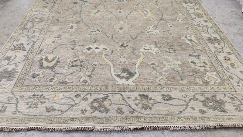 Mallory 8.9x12 Hand-Knotted Light Brown Oushak Rug | Banana Manor Rug Company