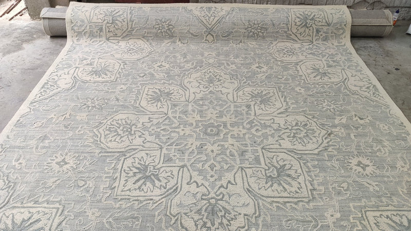 Mama Mia Ivory and Blue Hand-Tufted Rug 9x12 | Banana Manor Rug Company