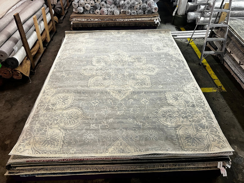 Mama Mia Ivory and Blue Hand-Tufted Rug 9x12 | Banana Manor Rug Company