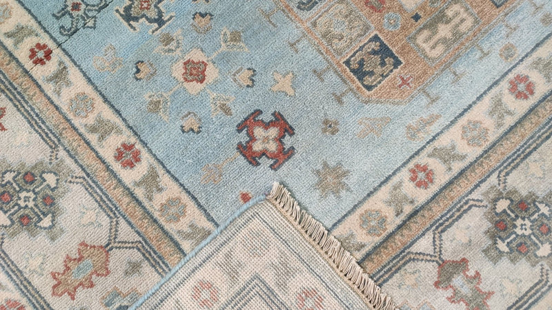 Mandolin 8x10 Blue and Beige Hand-Knotted Oushak Rug | Banana Manor Rug Company