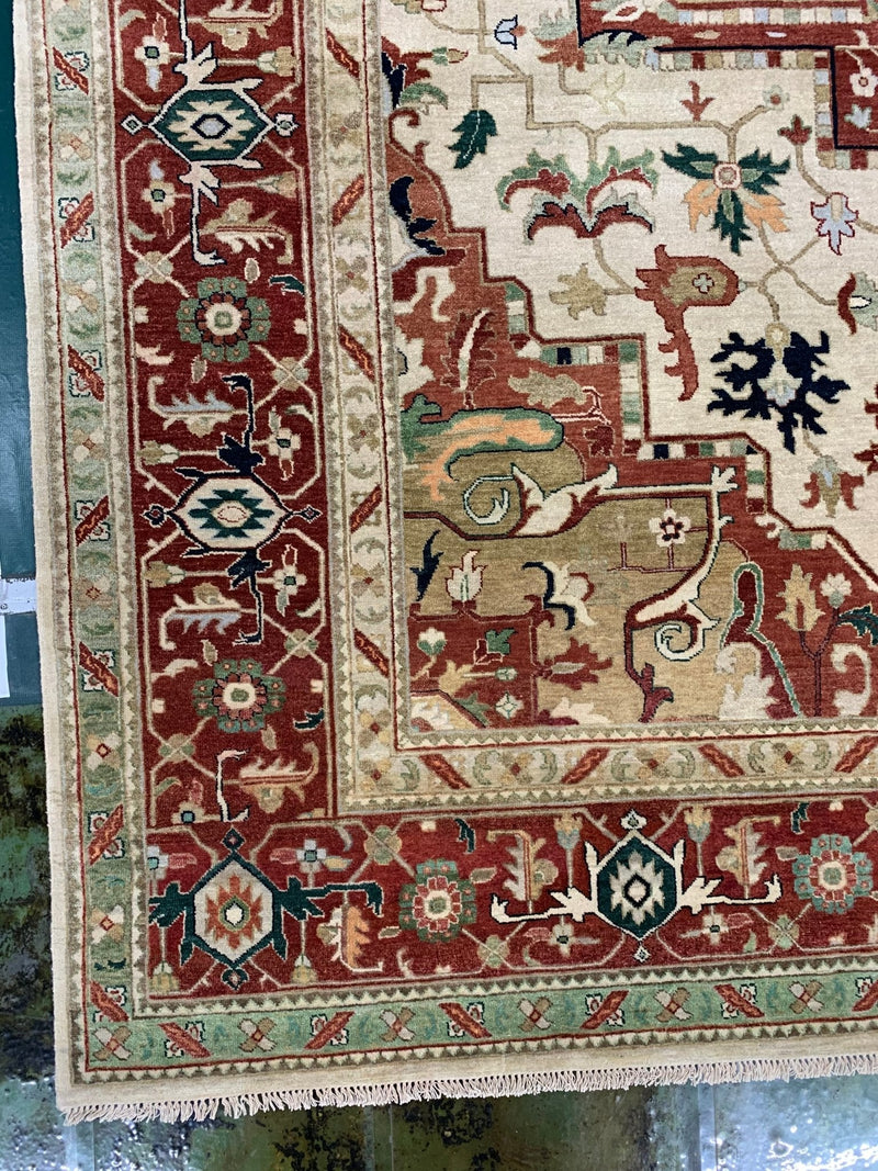 Mandy Muffler Ivory/Rust 9.2x12 Oriental Rug | Banana Manor Rug Company