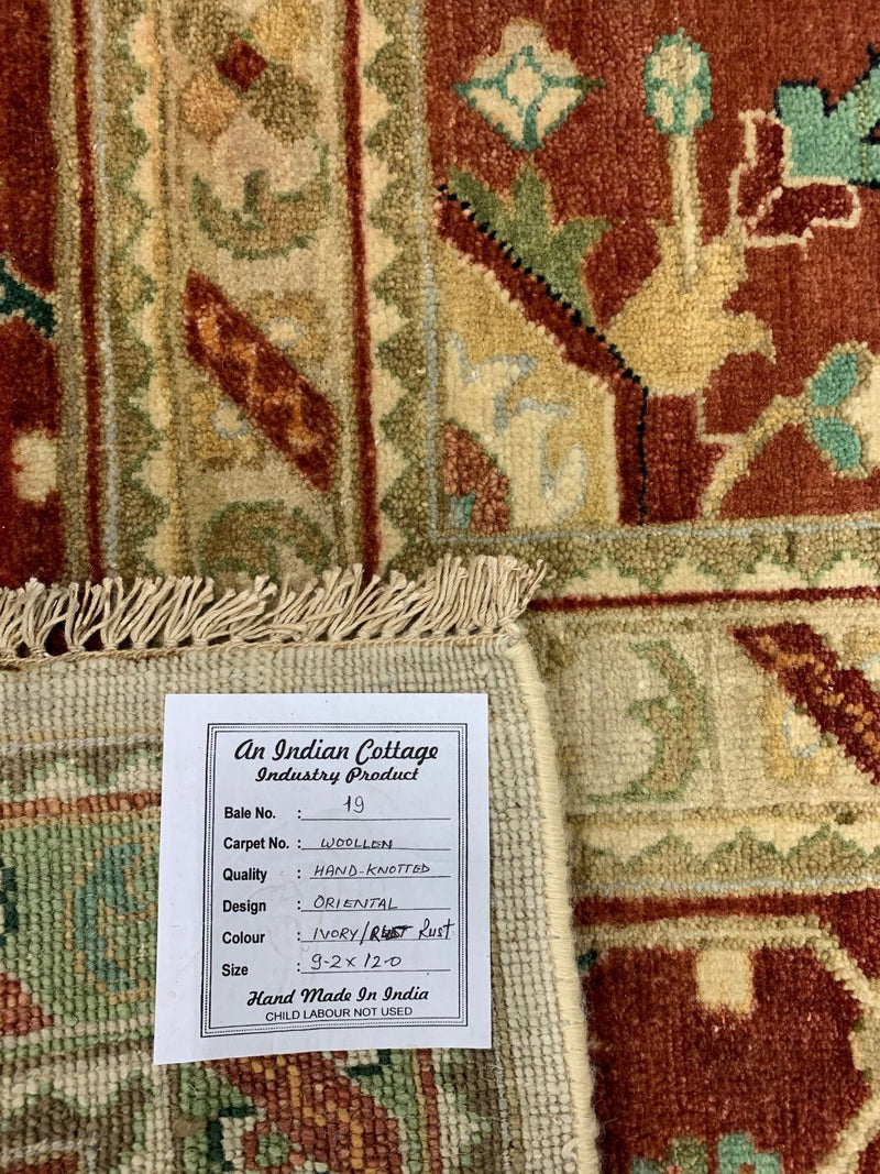 Mandy Muffler Ivory/Rust 9.2x12 Oriental Rug | Banana Manor Rug Company