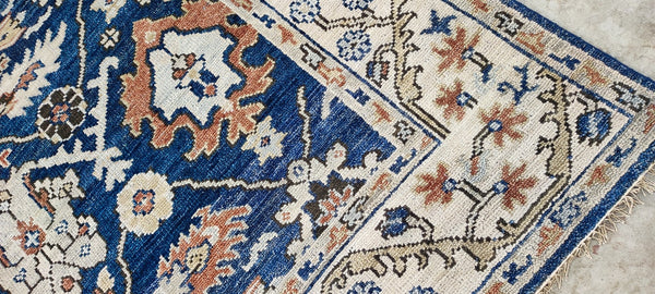 Marbé Blue and Beige Hand-Knotted Oushak Rug 8x10 | Banana Manor Rug Company