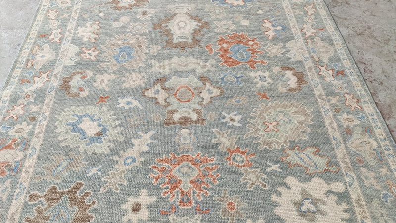 Margaret 6x9 Aqua Hand-Knotted Oushak Rug | Banana Manor Rug Company