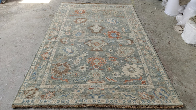 Margaret 6x9 Aqua Hand-Knotted Oushak Rug | Banana Manor Rug Company