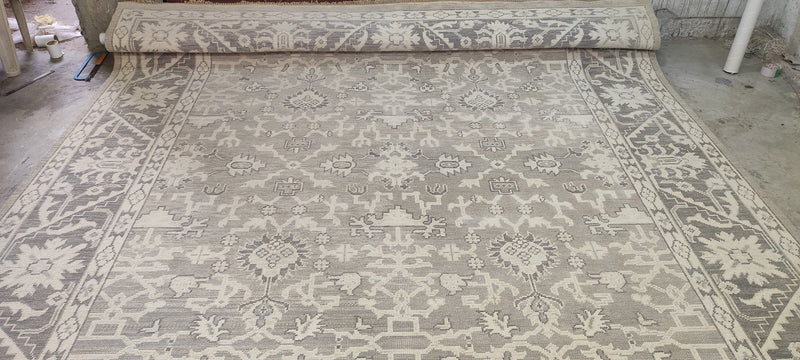 Margaret Trudeau 10x13.9 Silver and Grey Hand-Knotted Oushak Rug | Banana Manor Rug Company