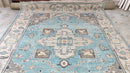 Maria 8x9.9 Light Blue and Ivory Hand-Knotted Oushak Rug | Banana Manor Rug Company