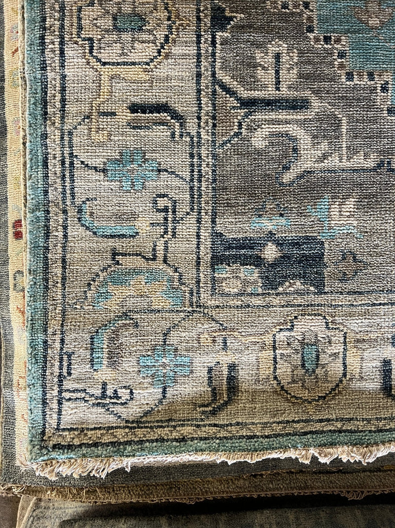 Maria 8x9.9 Light Blue and Ivory Hand-Knotted Oushak Rug | Banana Manor Rug Company