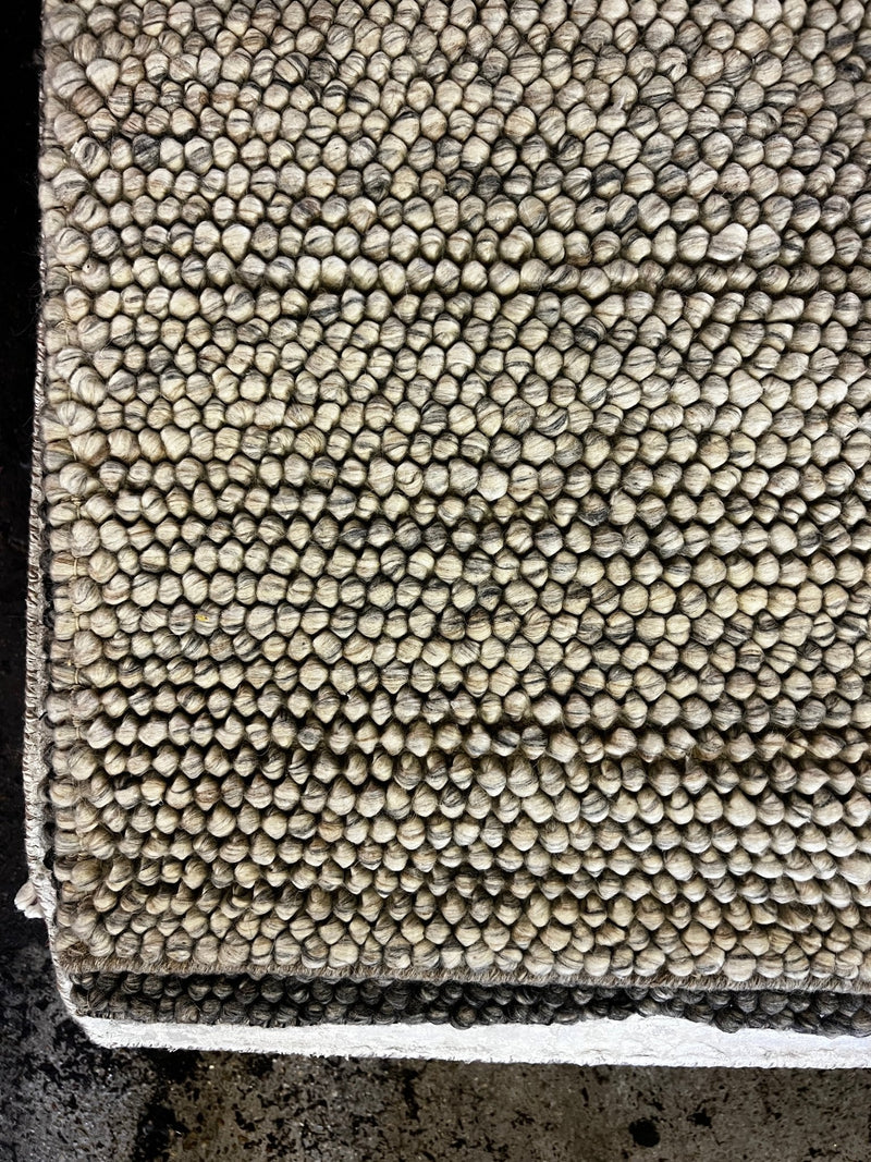 Maria Barrell Handwoven Wool Durrie Natural Grey Loop Ball 6.6x9.6 | Banana Manor Rug Factory Outlet