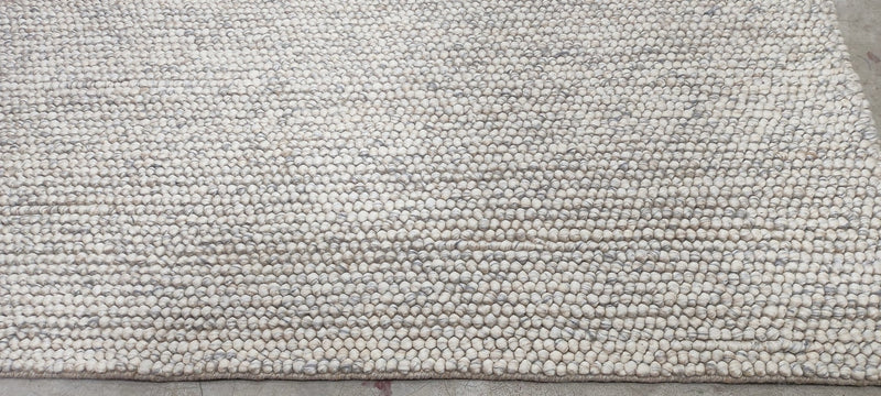 Maria Barrell Handwoven Wool Durrie Natural Grey Loop Ball 6.6x9.6 | Banana Manor Rug Company