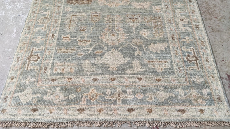 Mariah 4x6 Hand-Knotted Aqua Green Oushak Rug | Banana Manor Rug Company