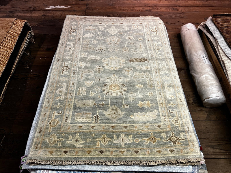 Mariah 4x6 Hand-Knotted Aqua Green Oushak Rug | Banana Manor Rug Company