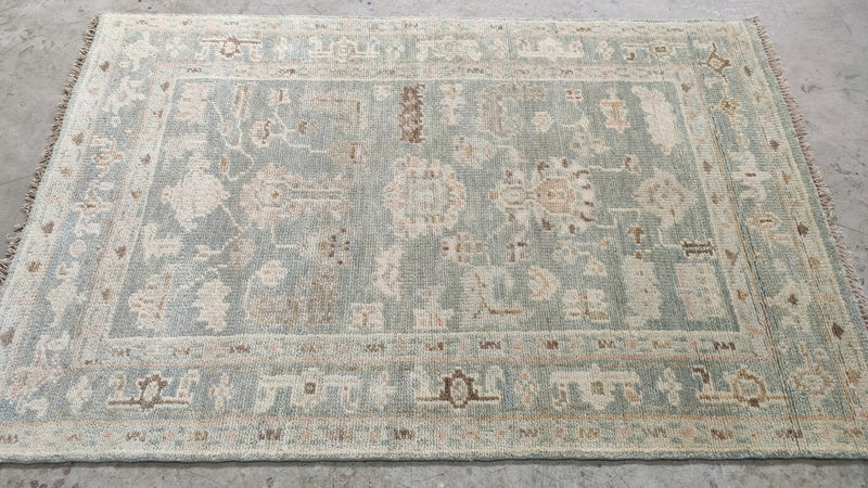 Mariah 4x6 Hand-Knotted Aqua Green Oushak Rug | Banana Manor Rug Company