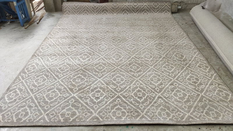 Marie Gillain 8.6x11.6 Brown and Ivory Hand-Knotted Rug | Banana Manor Rug Company