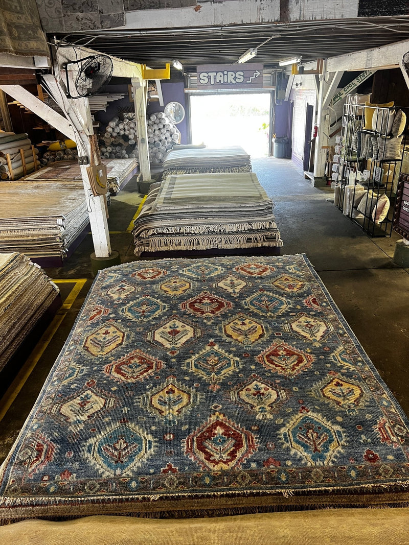 Marigny 8x9.9 Blue Hand-Knotted Oushak Rug | Banana Manor Rug Factory Outlet