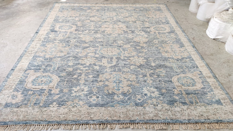 Marilyn 8x10 Blue Hand-Knotted Oushak Rug | Banana Manor Rug Company